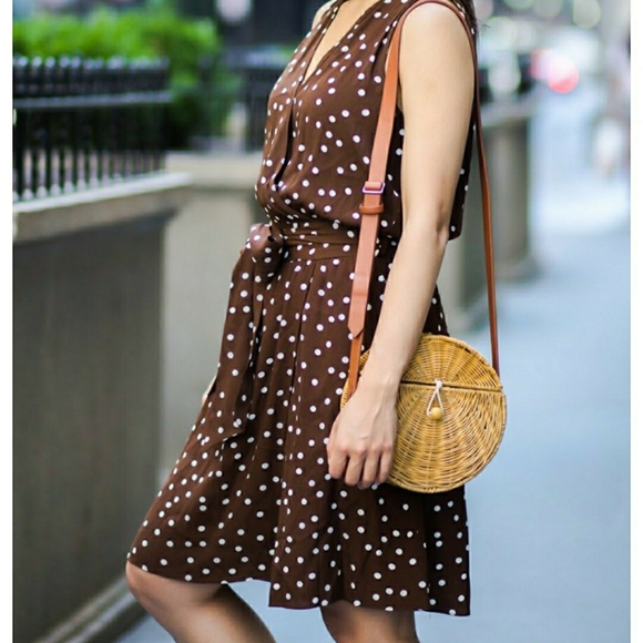 Zara Pants Jumpsuits Zara Dark Brown Polka Dot Plunging Neckline Romper Poshmark